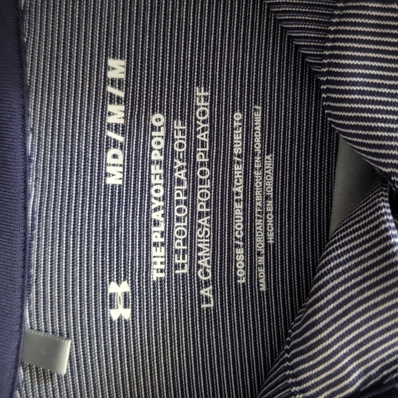 Under Armour Men's Medium Blue & Grey Striped Polo Shirt - Picture 5 of 5